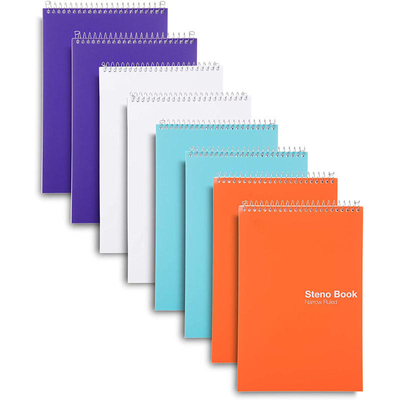 Office Steno Book - (Pastel Colors, 4 Pads/Pack, Gregg Ruled)